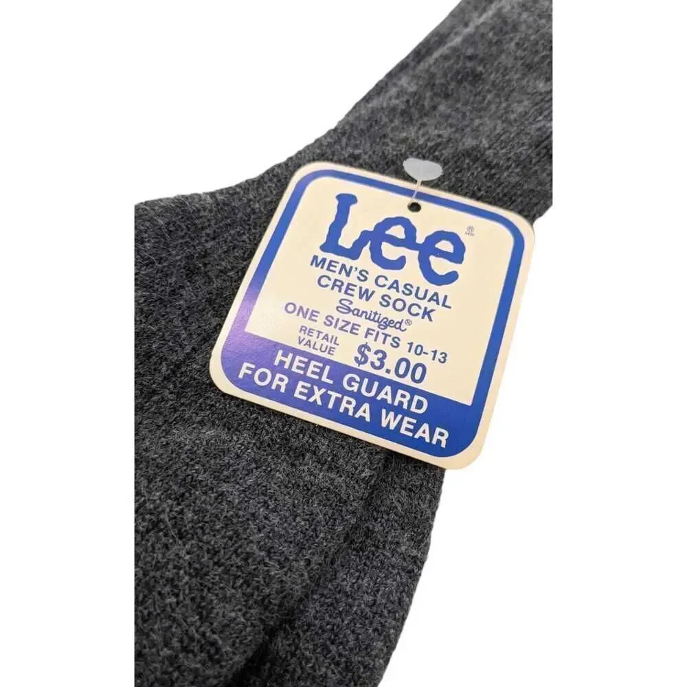 Vintage Mens Lee Casual Crew Socks‎ Gray 10-13 Orlon Acrylic Nylon Sanitized